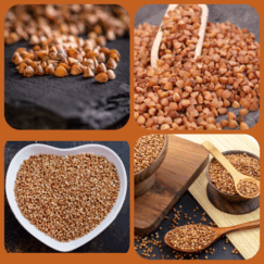 Collage of Gerbs Buckwheat Groats collection.