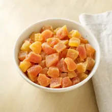 Dried Papaya Cubes | Sweetened - in bowl