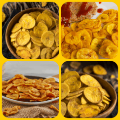 Collage of Gerbs Lightly sea salted plantain chip.
