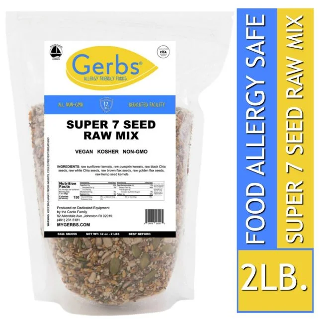 Super 7 Seed Raw Mix (Pumpkin, Sunflower, Hemp Hearts, Brown & Golden Flax, White & Black Chia) Gluten & Peanut Free