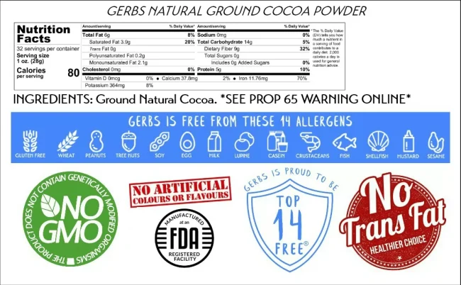 Natural Cocoa Powder, Resealable Bag by Gerbs