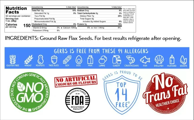 Ground Flax Seed Meal (Full Oil Content Protein Powder) Gluten Free