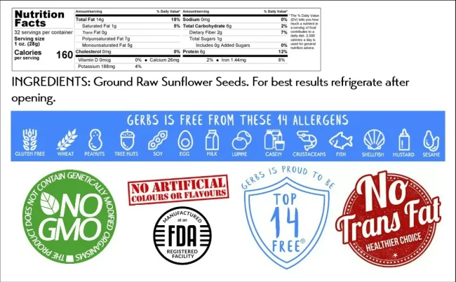 Ground Sunflower Seed Kernel Meal (Full Oil Content Protein Powder) Gluten Free